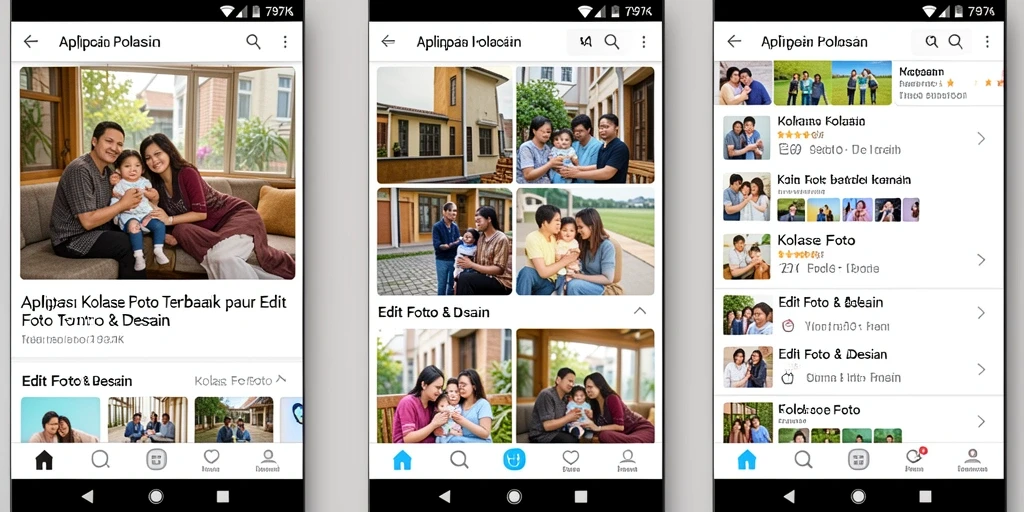 Antarmuka aplikasi 797K untuk membuat kolase foto yang menarik.
