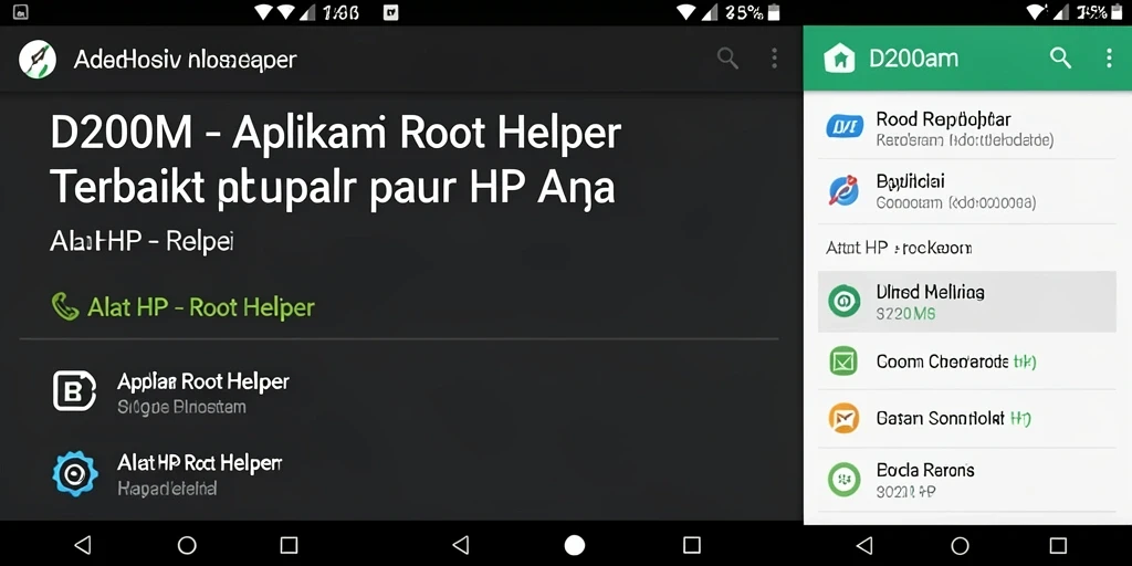 Antarmuka D200M menunjukkan berbagai fitur Root Helper dengan jelas.