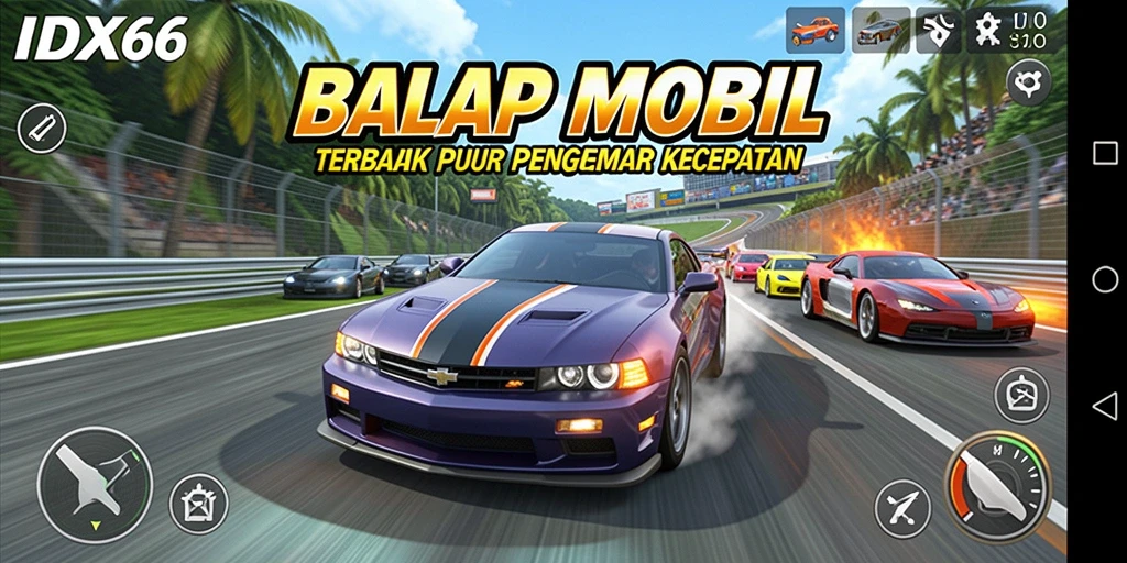 Tampilan antarmuka yang dinamis dan menarik pada game Balap Mobil.