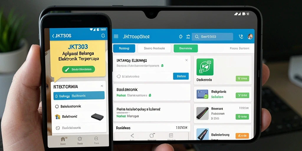 Antarmuka aplikasi JKT303 yang ramah pengguna untuk belanja elektronik.