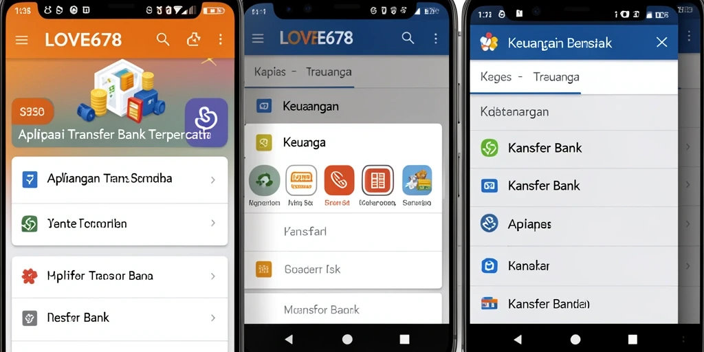 Antarmuka aplikasi LOVE678 untuk fungsi Transfer Bank yang intuitif.