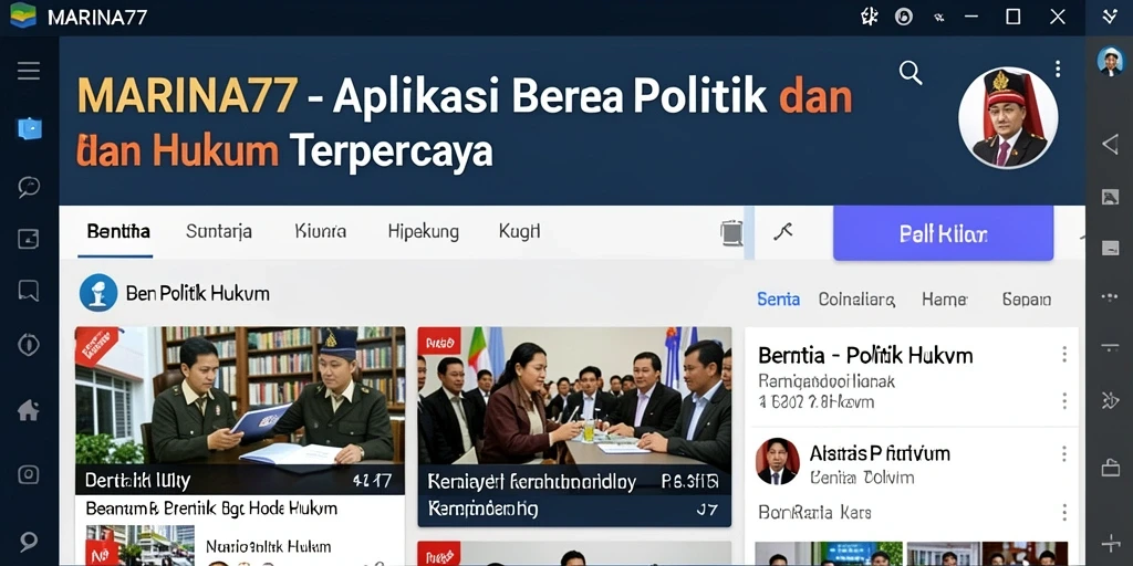 Tampilan antarmuka aplikasi MARINA77 untuk berita politik dan hukum.
