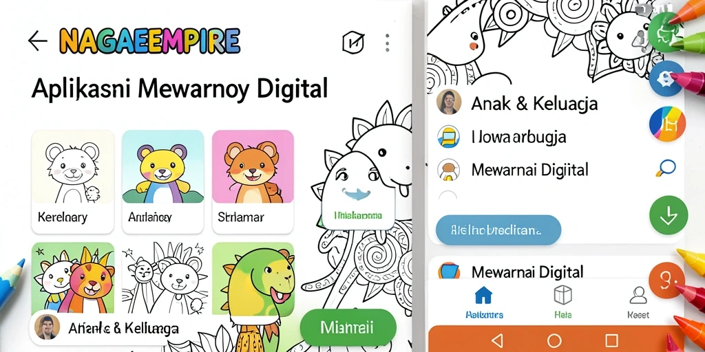 Tampilan antarmuka mewarnai digital NAGAEMPIRE yang menyenangkan dan interaktif.
