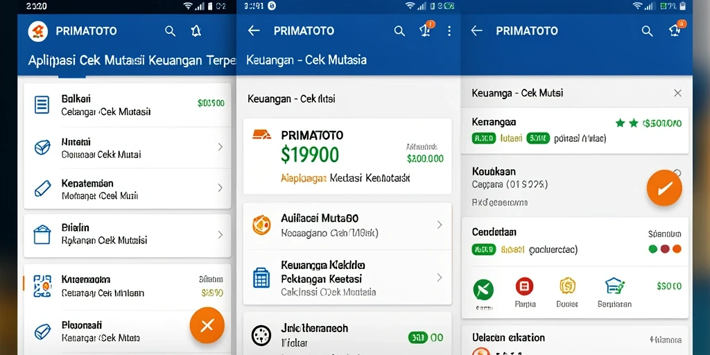 Antarmuka utama PRIMATOTO menampilkan rangkuman mutasi keuangan dengan jelas.