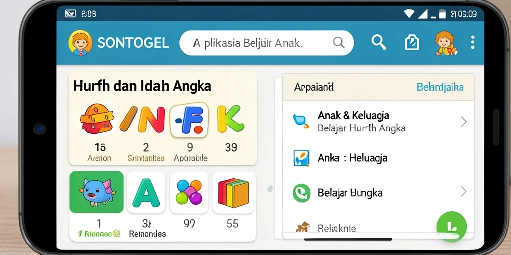 Tampilan antarmuka SONTOGEL yang ramah anak dan edukatif.